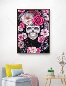 img 2 attached to 🌺 Vibrant Red YNC DIY Square Diamond Painting Skull Flower Kit- Full Drill 5D Diamond Art for Adult Wall Decor