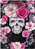 🌺 vibrant red ync diy square diamond painting skull flower kit- full drill 5d diamond art for adult wall decor logo
