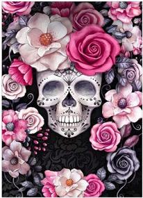 img 4 attached to 🌺 Vibrant Red YNC DIY Square Diamond Painting Skull Flower Kit- Full Drill 5D Diamond Art for Adult Wall Decor