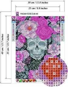 img 3 attached to 🌺 Vibrant Red YNC DIY Square Diamond Painting Skull Flower Kit- Full Drill 5D Diamond Art for Adult Wall Decor