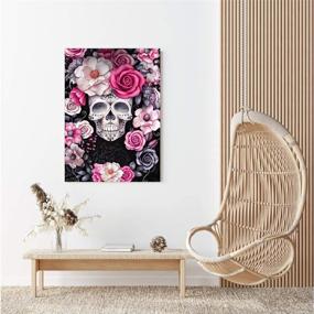 img 1 attached to 🌺 Vibrant Red YNC DIY Square Diamond Painting Skull Flower Kit- Full Drill 5D Diamond Art for Adult Wall Decor