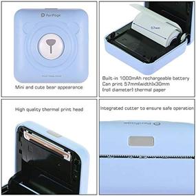 img 1 attached to 📠 Portable Mini Wireless Thermal Label Printer for Cell-Phone, Picture Memo Receipt Photo Printer, Inkless Pocket Printers for Traveling, with 6 Thermal Paper Rolls (Blue)