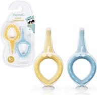 👶 baby toothbrush set - papablic infant training toothbrush with suction base, soft silicone, suitable for 4 months and above, yellow & blue, pack of 2, bpa free logo