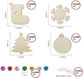 img 3 attached to 🎄 40-Piece Christmas Crafts Unfinished Wooden Christmas Ornaments Kit with Colorful Bells and Wax Rope - DIY Holiday Decorations and Craft Making