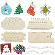 🎄 40-piece christmas crafts unfinished wooden christmas ornaments kit with colorful bells and wax rope - diy holiday decorations and craft making logo