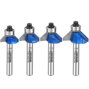 img 4 attached to 🔧 KOWOOD Plus 45 Degree Chamfer Router Bit Set, 1/4 Inch Shank, C3 Carbide, Cutting Diameter 1/4”, 5/16”, 3/8”, 1/2”. Perfect for Angled Edges, Clean Edge or Decorative Pieces