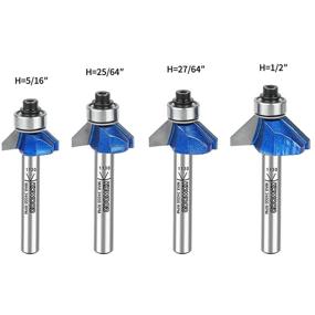 img 3 attached to 🔧 KOWOOD Plus 45 Degree Chamfer Router Bit Set, 1/4 Inch Shank, C3 Carbide, Cutting Diameter 1/4”, 5/16”, 3/8”, 1/2”. Perfect for Angled Edges, Clean Edge or Decorative Pieces