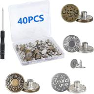 👖 40 sets of 20mm removable jeans buttons: stylish no-sew metal buttons for easy pants replacement (with box included) logo