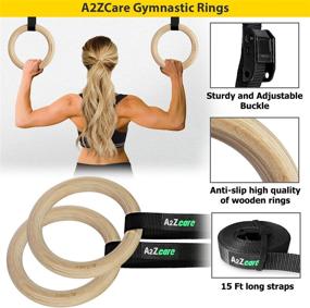 img 1 attached to A2ZCARE Gymnastic Rings: Adjustable Buckle, Long Straps, Non-Slip Training Rings for Full Body Workout at Home Gym