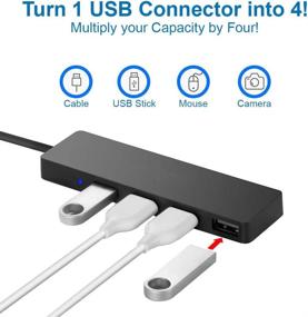 img 3 attached to 🖥️ MMOBIEL Ultra Slim 4-Port USB 2.0 Data Hub Adapter - Black