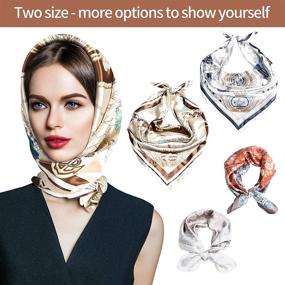 img 2 attached to Get a Good Night's Sleep with JXshelwen's Silk Head Scarf Set - 4PCS of Large Square Scarves for Women