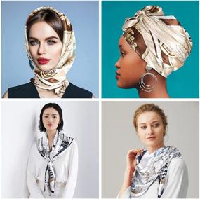 img 1 attached to Get a Good Night's Sleep with JXshelwen's Silk Head Scarf Set - 4PCS of Large Square Scarves for Women