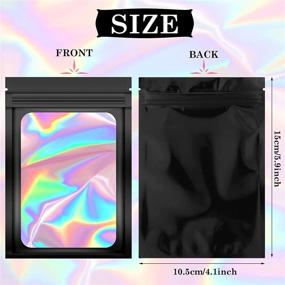 img 3 attached to 100-Piece Smell Proof Mylar Bags: Resealable Odor Proof, Ziplock, Holographic Packaging with Clear Window - Ideal for Food, Gloss, Eyelashes, Jewelry, Electronics - 4 x 6 Inch (Black)