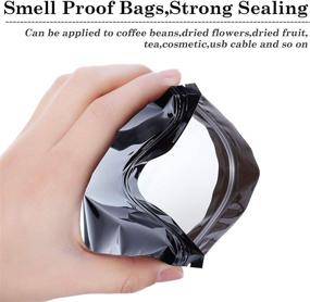 img 2 attached to 100-Piece Smell Proof Mylar Bags: Resealable Odor Proof, Ziplock, Holographic Packaging with Clear Window - Ideal for Food, Gloss, Eyelashes, Jewelry, Electronics - 4 x 6 Inch (Black)