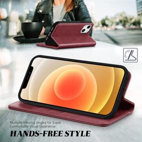 img 1 attached to Premium TUCCH iPhone 13 Wallet Case 5G with Card Holder | Folio PU Leather 📱 Cover | Kickstand Flip Case | TPU Shockproof Interior | Dark Red | 6.1-inch 2021 Compatible