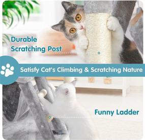 img 1 attached to 🐱 Dooradar Cat Tree Tower, 39-inch Condo with Hammock, Basket Cradle, Scratching Posts & Climbing Ladder for Indoor Cats to Play & Rest, 3-tier Kitten Kitty Activity Center Stand House in Gray