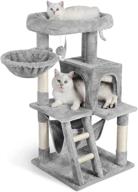 🐱 dooradar cat tree tower, 39-inch condo with hammock, basket cradle, scratching posts & climbing ladder for indoor cats to play & rest, 3-tier kitten kitty activity center stand house in gray logo