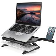 elecom foldable portable stand with phone holder and storage for laptop, notebook, tablet up to 15.6 - black (pca-ltsh8bk) logo