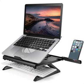 img 4 attached to ELECOM Foldable Portable Stand with Phone Holder and Storage for Laptop, Notebook, Tablet up to 15.6 - Black (PCA-LTSH8BK)