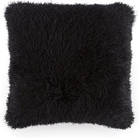 img 4 attached to 🖤 Lavish Home Oversized Black Square Luxury Plush Floor/Throw Pillow – Shag Faux Fur Glam Decor Cushion for Bedroom, Living Room, or Dorm