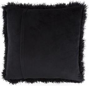 img 3 attached to 🖤 Lavish Home Oversized Black Square Luxury Plush Floor/Throw Pillow – Shag Faux Fur Glam Decor Cushion for Bedroom, Living Room, or Dorm