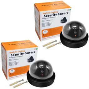 img 3 attached to 📷 Deter Intruders with our Realistic Dummy Camera CCTV Surveillance System – 2 Pack Fake Hemisphere Security Camera Set with Simulated LEDs and 5 Warning Security Alert Sticker Decals