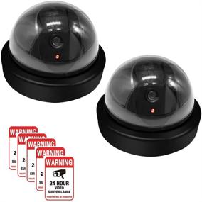 img 4 attached to 📷 Deter Intruders with our Realistic Dummy Camera CCTV Surveillance System – 2 Pack Fake Hemisphere Security Camera Set with Simulated LEDs and 5 Warning Security Alert Sticker Decals