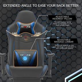 img 1 attached to 🪑 Ficmax Ergonomic Gaming Chair with Footrest: Massage & Reclining | Blue/Black, High Back Gamer Chair for E-Sport, Racing Style Home Office Chair with Headrest and Lumbar Support