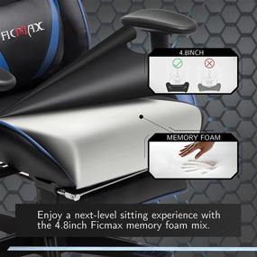 img 2 attached to 🪑 Ficmax Ergonomic Gaming Chair with Footrest: Massage & Reclining | Blue/Black, High Back Gamer Chair for E-Sport, Racing Style Home Office Chair with Headrest and Lumbar Support