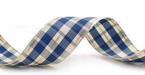 img 2 attached to 🎀 Wigsmart Plaid Ribbon - 1 Inch X 20 Yards Spool with Layered Gold Edge, Gingham Fabric Ribbon for Christmas Crafts and Gift Wrapping (Blue & Gold Checkered Design)