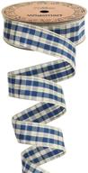🎀 wigsmart plaid ribbon - 1 inch x 20 yards spool with layered gold edge, gingham fabric ribbon for christmas crafts and gift wrapping (blue & gold checkered design) logo