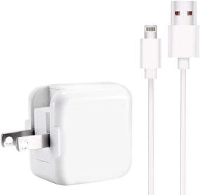 img 4 attached to 12W 2.4A USB Wall Charger for iPad, iPod, iPhone - Compatible with iPad 4 3 2 / Mini / Air 2 / Pro, iPhone 11 / X Xs Max XR / 8 / 7 / 6 6s Plus - Portable Charger Adapter Plug and Charging Cable