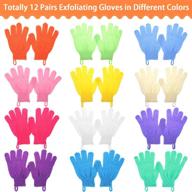 bulk exfoliating gloves – anezus 12 pairs of scrub gloves for shower, bath, and body scrub exfoliation in 12 vibrant colors logo