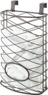 🛍️ sunnypoint over cabinet kitchen storage organizer: convenient holder or basket for hanging over cabinet doors in kitchen/pantry - efficiently holds up to 50 plastic shopping bags (brown) логотип