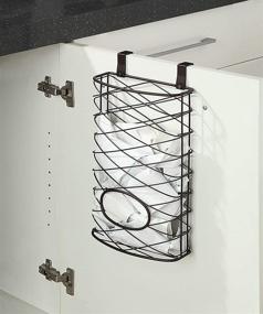 img 3 attached to 🛍️ SunnyPoint Over Cabinet Kitchen Storage Organizer: Convenient Holder or Basket for Hanging Over Cabinet Doors in Kitchen/Pantry - Efficiently Holds up to 50 Plastic Shopping Bags (BROWN)