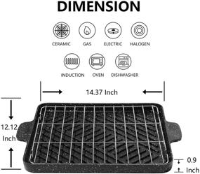 img 3 attached to 🍳 12 Inch Square Grill Pan with Nonstick Granite Coating - ESLITE LIFE