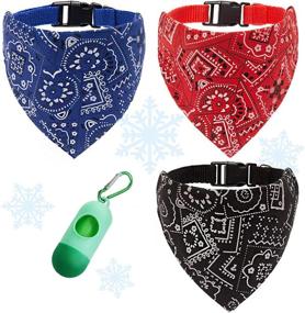 img 4 attached to 🐶 Alpha Tail Supplies Dog Bandana Collar Scarf: Adjustable Collars for Dogs, Puppies & Cats, Including Red, Blue & Black Colors with Poop Bag Roll & Dispenser