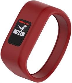 img 4 attached to NotoCity Compatible Garmin Vivofit JR/JR 2/3 Red Large Watch 👦 Bands - Durable Soft Silicone Replacement Bands for Boys and Girls