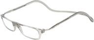 long size reading glasses with clic magnetic technology in smoke or tortoise logo