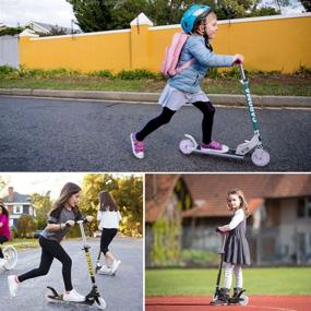 img 3 attached to 🛴 Adjustable Handlebar Folding Kick Scooter for Kids Ages 3-12, Light Up Wheels Scooter for Boys and Girls