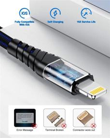 img 3 attached to 🔌 1фт кабель зарядки для iPhone 3 шт., короткие кабели CyvenSmart Lightning, нейлоновая оплетка, 1 фут данных синхронизации кабеля зарядки для iPhone USB для iPhone 11/11 Pro / 11 Pro Max / XS / XS Max / XR / X / 8 (синий)