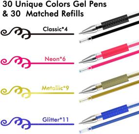 img 3 attached to 🖌️ Vibrant Gel Pens: 60 Pack Set with 30 Colored Pens & 30 Refills for Adult Coloring, Drawing, Crafts, and Scrapbooking