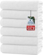 dan river 100% cotton bath towel set - pack of 6, soft & large bath towels, highly absorbent for daily use, ideal for pool, home, gym, spa, hotel - white towel set (22x44 in), 400 gsm logo