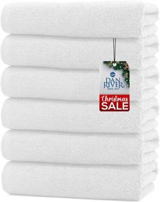 img 4 attached to DAN RIVER 100% Cotton Bath Towel Set - Pack of 6, Soft & Large Bath Towels, Highly Absorbent for Daily Use, ideal for Pool, Home, Gym, Spa, Hotel - White Towel Set (22x44 in), 400 GSM