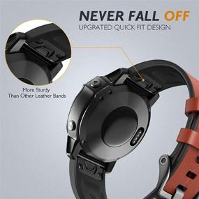 img 3 attached to 🏼 NotoCity Dark Brown Leather 22mm Quick Easy Fit Bands for Garmin Fenix 6 Pro/Sapphire, Fenix 5/5 Plus, Approach S62/S60, Forerunner 935/945