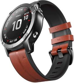 img 4 attached to 🏼 NotoCity Dark Brown Leather 22mm Quick Easy Fit Bands for Garmin Fenix 6 Pro/Sapphire, Fenix 5/5 Plus, Approach S62/S60, Forerunner 935/945