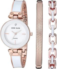 img 4 attached to ⌚ AK/3346 Женские часы Anne Klein с настоящим бриллиантовым циферблатом и комплектом браслетов