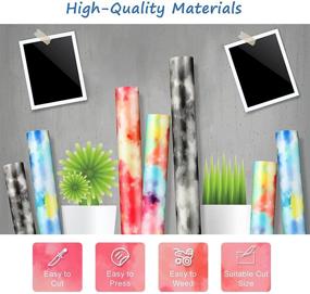 img 2 attached to 🎨 Premium 8 Sheet Tie Dye Heat Transfer Vinyl Set for DIY T Shirt and Fabric, Halloween Rainbow Watercolor Colors - Iron On HTV 12 x 8 Inch - 4 Assorted Colors