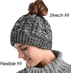 img 3 attached to 🐴 FURTALK Ponytail Beanies: Stay Warm and Stylish with our Messy Bun Winter Hat featuring a Tail Hole, Cotton Lined Skull Beanie - Perfect for Outdoor Running!