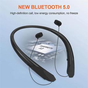 img 1 attached to 🎧 Ultimate Wireless Experience: Bluetooth Retractable Headphones with 15 Hours Playtime, Sports Sweatproof Earbuds Neckband Headset Including Mic